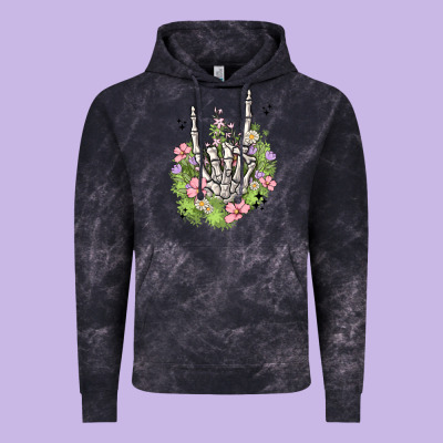 Skeleton Flowers Vintage Hoodie Designed By Maliassmallbusiness