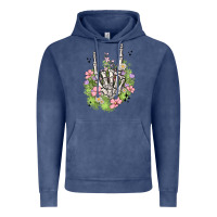 Vintage Denim skeleton flowers Vintage Hoodie - MaliasSmallBusiness