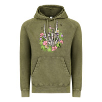 Vintage Olive skeleton flowers Vintage Hoodie - MaliasSmallBusiness