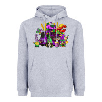 Heather Grey mardi gras gnome truck Heavyweight Hoodie - CowGirlArtShop
