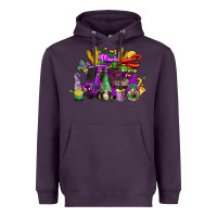 Plum mardi gras gnome truck Heavyweight Hoodie - CowGirlArtShop