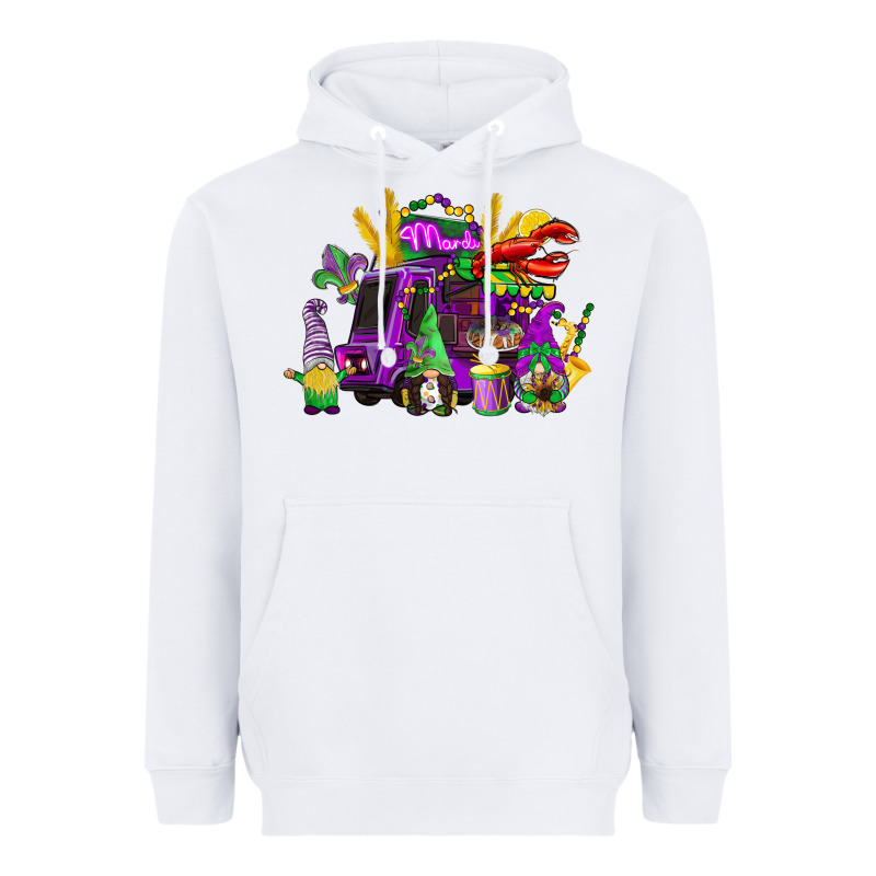 Mardi Gras Gnome Truck Heavyweight Hoodie by CowGirlArtShop | Teevron