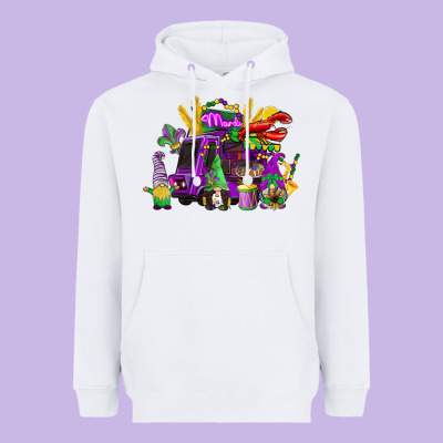 Mardi Gras Gnome Truck Heavyweight Hoodie Designed By Cowgirlartshop