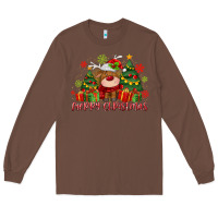 Chestnut merry christmas reindeer Long Sleeve Tee - MaliasSmallBusiness