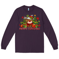 Plum merry christmas reindeer Long Sleeve Tee - MaliasSmallBusiness