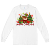 White merry christmas reindeer Long Sleeve Tee - MaliasSmallBusiness