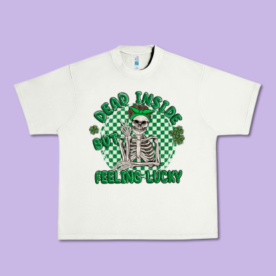 Dead Inside But Feeling Lucky Urban Heavy Tee Designed By Maliassmallbusiness