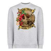 Heather Grey Sorta merry sorta scary skull Heavyweight Sweatshirt - NancyCooperArtShop