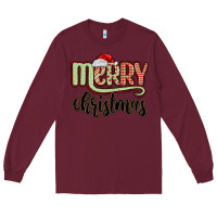 Burgundy merry christmas Long Sleeve Tee - MaliasSmallBusiness