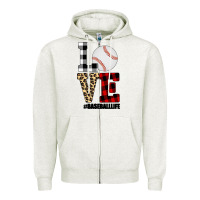 Oatmeal Heather Love, Baseball Zipper Hoodie - Bettercallsaul