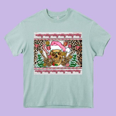 Pink Skeleton  Christmas Heavy Core Tee Designed By Adodesignshop
