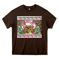 Chocolate Brown pink skeleton  christmas Heavy Core Tee - AdoDesignShop