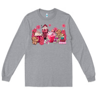 Heather Grey pink gingerbread coffee Long Sleeve Tee - MaliasSmallBusiness