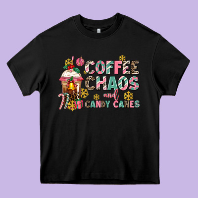 Coffee Chaos And Candy Canes Heavy Core Tee Designed By Adodesignshop