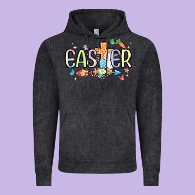 Easter Cross With Bunny Vintage Hoodie Designed By Maliassmallbusiness