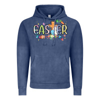 Vintage Denim easter cross with bunny Vintage Hoodie - MaliasSmallBusiness