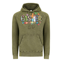 Vintage Olive easter cross with bunny Vintage Hoodie - MaliasSmallBusiness