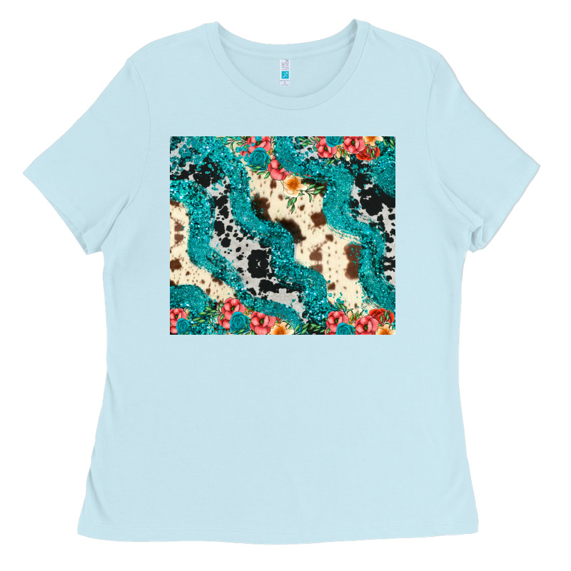 Turquoise Glitter Cowhide Ladies Tee by JahusDesignShop | Teevron