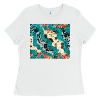 White turquoise glitter cowhide Ladies Tee - JahusDesignShop