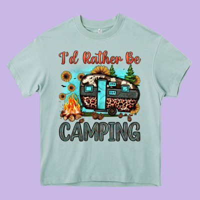 I'd Rather Be Camping Heavy Core Tee Designed By Jahusdesignshop