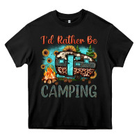 Black i'd rather be camping Heavy Core Tee - JahusDesignShop