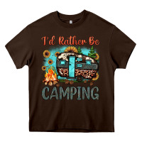 Chocolate Brown i'd rather be camping Heavy Core Tee - JahusDesignShop