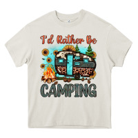Cream i'd rather be camping Heavy Core Tee - JahusDesignShop
