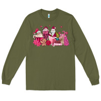 Army Green pink santa coffee Long Sleeve Tee - MaliasSmallBusiness