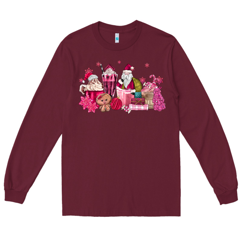 Pink Santa Coffee Long Sleeve Tee by MaliasSmallBusiness | Teevron