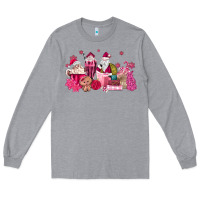Heather Grey pink santa coffee Long Sleeve Tee - MaliasSmallBusiness
