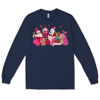 Navy pink santa coffee Long Sleeve Tee - MaliasSmallBusiness