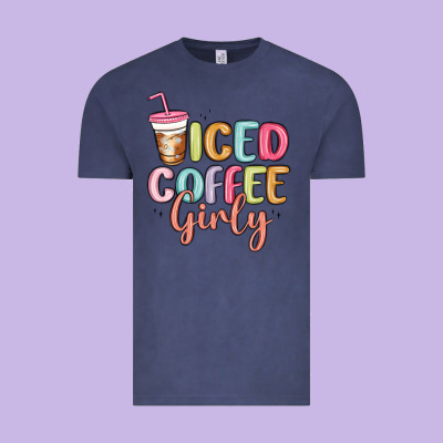 Iced Coffee Girly Vintage Tee Designed By Maliassmallbusiness