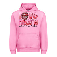 Fuchsia Pink love more worry less Urban Hoodie - FaDigitalArtStudio