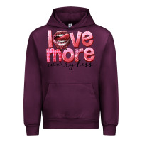 Mauve Wine love more worry less Urban Hoodie - FaDigitalArtStudio