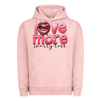 Pigment Salmon love more worry less Urban Hoodie - FaDigitalArtStudio