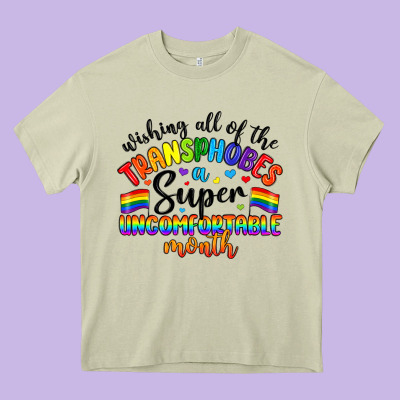 Wishing All Of The Transphobes Uncomfortable Month Heavy Core Tee Designed By Artiststas