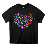 Black cancer ribbon heart Heavy Core Tee - AdoDesignShop