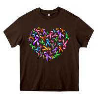 Chocolate Brown cancer ribbon heart Heavy Core Tee - AdoDesignShop