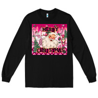 Black merry pink christmas santa Long Sleeve Tee - MaliasSmallBusiness