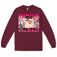 Burgundy merry pink christmas santa Long Sleeve Tee - MaliasSmallBusiness
