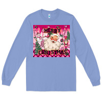 Colony Blue merry pink christmas santa Long Sleeve Tee - MaliasSmallBusiness