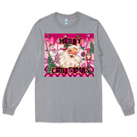 Heather Grey merry pink christmas santa Long Sleeve Tee - MaliasSmallBusiness