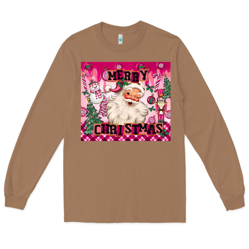 Merry Pink Christmas Santa Long Sleeve Tee by MaliasSmallBusiness | Teevron