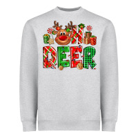Heather Grey Oh deer Reindeer Heavyweight Sweatshirt - NancyCooperArtShop