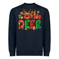 Navy Oh deer Reindeer Heavyweight Sweatshirt - NancyCooperArtShop