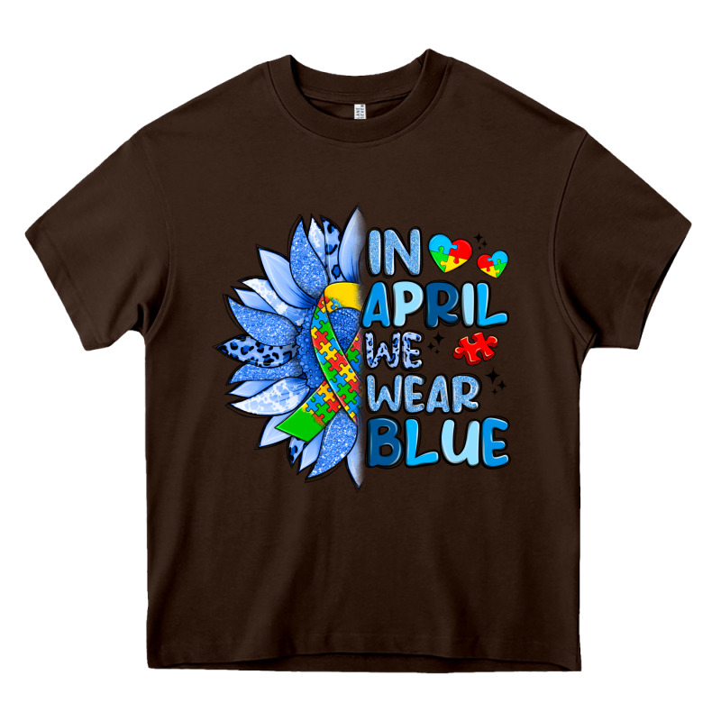 In April We Wear Blue Sunflower Heavy Core Tee by Artiststas | Teevron