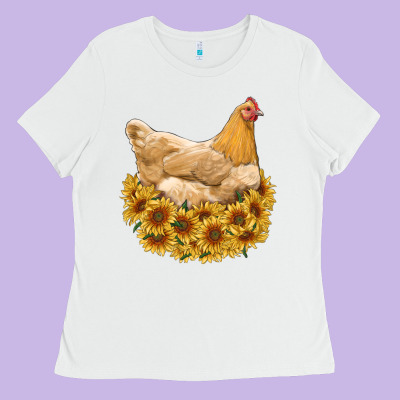 Chicken With Sunflowers Ladies Tee Designed By Ranaportraitstore