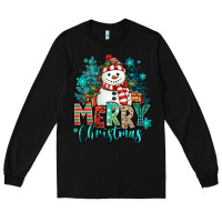 Black merry christmas snowman Long Sleeve Tee - MaliasSmallBusiness