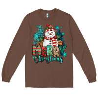 Chestnut merry christmas snowman Long Sleeve Tee - MaliasSmallBusiness
