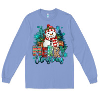 Colony Blue merry christmas snowman Long Sleeve Tee - MaliasSmallBusiness